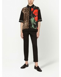 schwarzes Kurzarmhemd mit Blumenmuster von Dolce & Gabbana