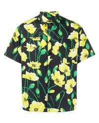 schwarzes Kurzarmhemd mit Blumenmuster von MSGM
