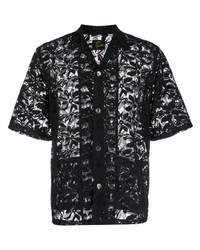 schwarzes Kurzarmhemd mit Blumenmuster von Needles