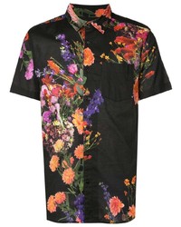 schwarzes Kurzarmhemd mit Blumenmuster von OSKLEN
