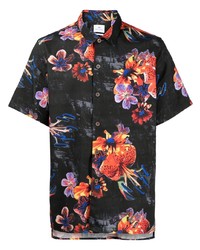 schwarzes Kurzarmhemd mit Blumenmuster von PS Paul Smith