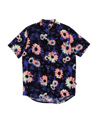 schwarzes Kurzarmhemd mit Blumenmuster von Quiksilver