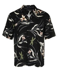 schwarzes Kurzarmhemd mit Blumenmuster von rag & bone
