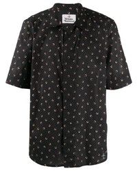 schwarzes Kurzarmhemd mit Blumenmuster von Vivienne Westwood