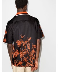 schwarzes Kurzarmhemd mit Blumenmuster von Salvatore Ferragamo