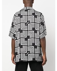 schwarzes Kurzarmhemd mit geometrischem Muster von Les Hommes