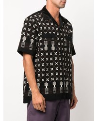 schwarzes Kurzarmhemd mit geometrischem Muster von Sacai