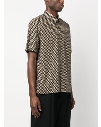schwarzes Kurzarmhemd mit geometrischem Muster von costume national contemporary