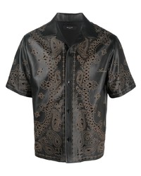 schwarzes Kurzarmhemd mit Paisley-Muster von Amiri