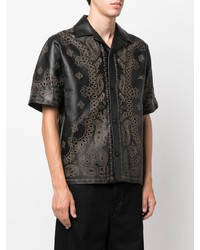 schwarzes Kurzarmhemd mit Paisley-Muster von Amiri