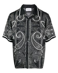 schwarzes Kurzarmhemd mit Paisley-Muster von Philipp Plein