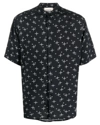 schwarzes Kurzarmhemd mit Sternenmuster von Laneus
