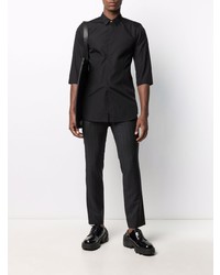 schwarzes Kurzarmhemd von Comme Des Garcons Homme Plus