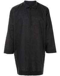 schwarzes Kurzarmhemd von Homme Plissé Issey Miyake