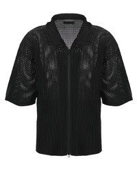 schwarzes Kurzarmhemd von Homme Plissé Issey Miyake