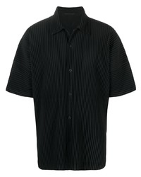 schwarzes Kurzarmhemd von Homme Plissé Issey Miyake