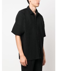 schwarzes Kurzarmhemd von Homme Plissé Issey Miyake