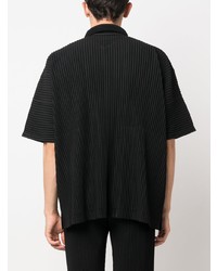 schwarzes Kurzarmhemd von Homme Plissé Issey Miyake