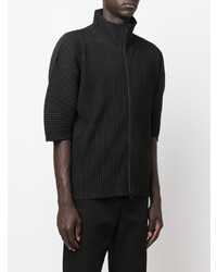 schwarzes Kurzarmhemd von Homme Plissé Issey Miyake