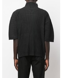 schwarzes Kurzarmhemd von Homme Plissé Issey Miyake