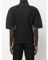 schwarzes Kurzarmhemd von Homme Plissé Issey Miyake