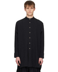 schwarzes Langarmhemd aus Seersucker von Omar Afridi