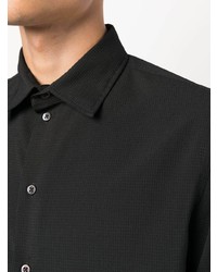 schwarzes Langarmhemd aus Seersucker von Emporio Armani