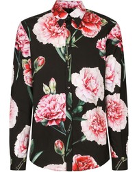 schwarzes Langarmhemd mit Blumenmuster von Dolce & Gabbana