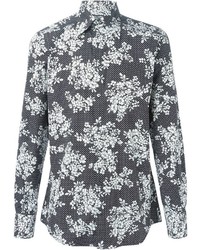 schwarzes Langarmhemd mit Blumenmuster von Dolce & Gabbana