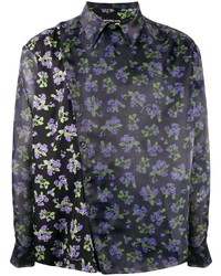 schwarzes Langarmhemd mit Blumenmuster von DUOltd