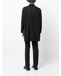 schwarzes Langarmhemd mit Blumenmuster von Yohji Yamamoto