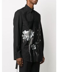 schwarzes Langarmhemd mit Blumenmuster von Valentino