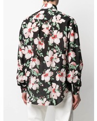 schwarzes Langarmhemd mit Blumenmuster von Tom Ford