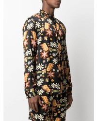 schwarzes Langarmhemd mit Blumenmuster von Garcons Infideles