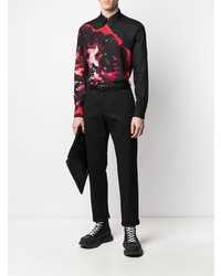 schwarzes Langarmhemd mit Blumenmuster von Alexander McQueen