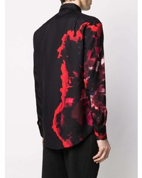 schwarzes Langarmhemd mit Blumenmuster von Alexander McQueen