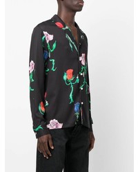 schwarzes Langarmhemd mit Blumenmuster von Soulland