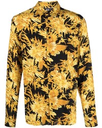 schwarzes Langarmhemd mit Blumenmuster von Just Cavalli