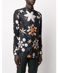 schwarzes Langarmhemd mit Blumenmuster von Fendi