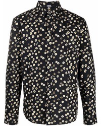 schwarzes Langarmhemd mit Blumenmuster von Karl Lagerfeld