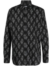 schwarzes Langarmhemd mit Blumenmuster von Karl Lagerfeld
