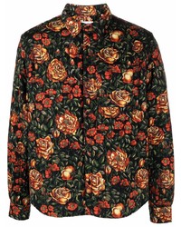 schwarzes Langarmhemd mit Blumenmuster von Kenzo