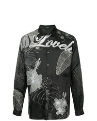 schwarzes Langarmhemd mit Blumenmuster von Loveless