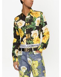 schwarzes Langarmhemd mit Blumenmuster von Dolce & Gabbana