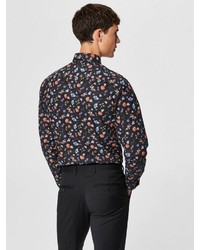 schwarzes Langarmhemd mit Blumenmuster von Selected Homme
