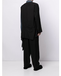 schwarzes Langarmhemd mit Flicken von Yohji Yamamoto