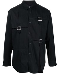 schwarzes Langarmhemd mit Flicken von Comme Des Garcons SHIRT