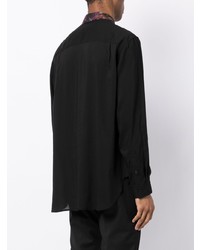 schwarzes Langarmhemd mit Flicken von Yohji Yamamoto