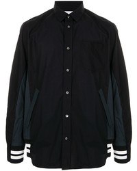 schwarzes Langarmhemd mit Flicken von Sacai