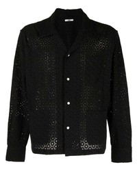 schwarzes Langarmhemd mit geometrischem Muster von Bode